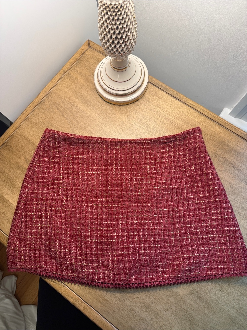 Altar'd State Burgundy Tweed Mini Skirt
